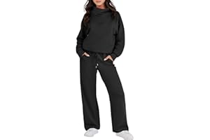 Caracilia Womens 2 Piece Outfits Sweatsuits Oversized Sweatshirt Wide Leg Sweatpants Lounge Sets 2024 Fall Clothes Tracksuit