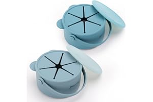 Dilovely Silicone Snack Cups for Toddlers, Kids Snack Containers No Spill, Baby Treat Holders with Handle Dust Proof Lid, 2 Pack Dishwasher Safe and BPA Free 9 oz