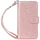 iPhone 8 Case Wallet ,iPhone 7 Case,ULAK Glitter PU Leather Magnetic Detachable iPhone 7 Wallet Case Multi Credit Card Holders Flip Cover for Apple iPhone 7 / 8 4.7 Inch,Rose Gold Bling