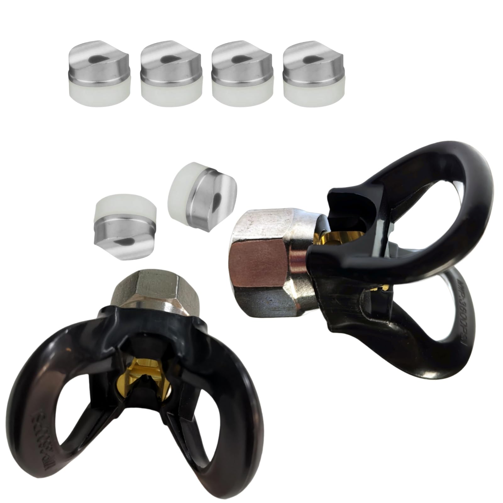 Photo 1 of ***** MISSING EXTRA NOZELS *** Replacement Parts for Graco Airless Paint Spray Guns Nozzles Set, 2pk 246215 7/8” Reversible Thread Tip Guard Base/Nozzle Seats, 6pk 246453 Seal Tip Gaskets