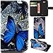 L70 Case, LG Optimus L70 Case Gift_Source [Slim Fit] Folio Leather Stand [Wallet] Shell Cover with Card Holder Compatible with LG Optimus L70 [Blue Butterfly Pattern ] ,Sent Screen Protector + Stylus Pen