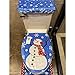 D-FantiX Snowman Toilet Seat Cover and Rug Set Blue Christmas Decorations Home Bathroom Decor Set of 3