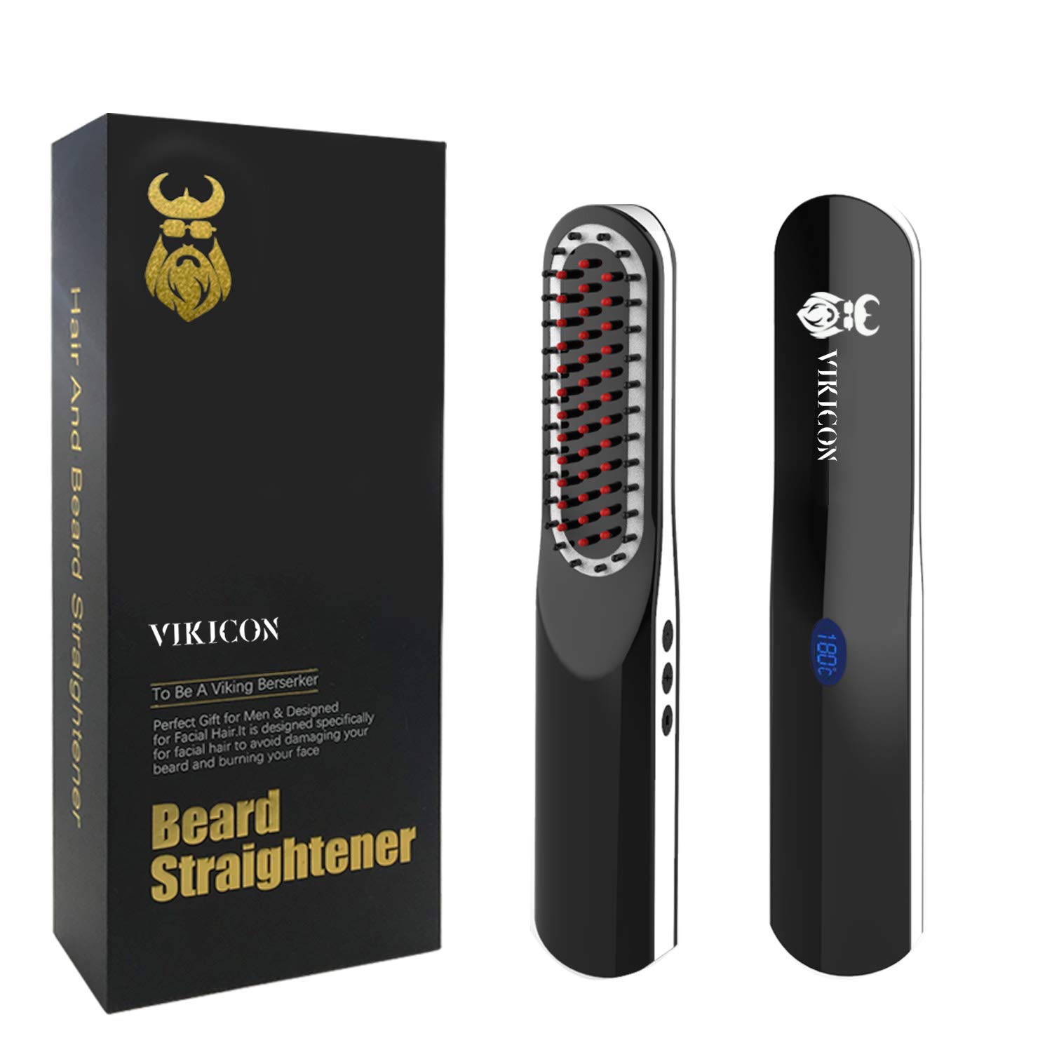 Beard Straightener for Men, Beard Straightening Comb with Cordless/Mini Sized/Auto Shut Off/Anti Scald for Traveling, Home, Dating, Meeting, Camping etc