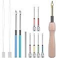 12 Pcs Punch Needle Kit, Embroidery Punch Needle Tool Wooden Handle Embroidery Tool Punch Needle Threader Set for Adults Beginner Yarn Floss Cross Stitching
