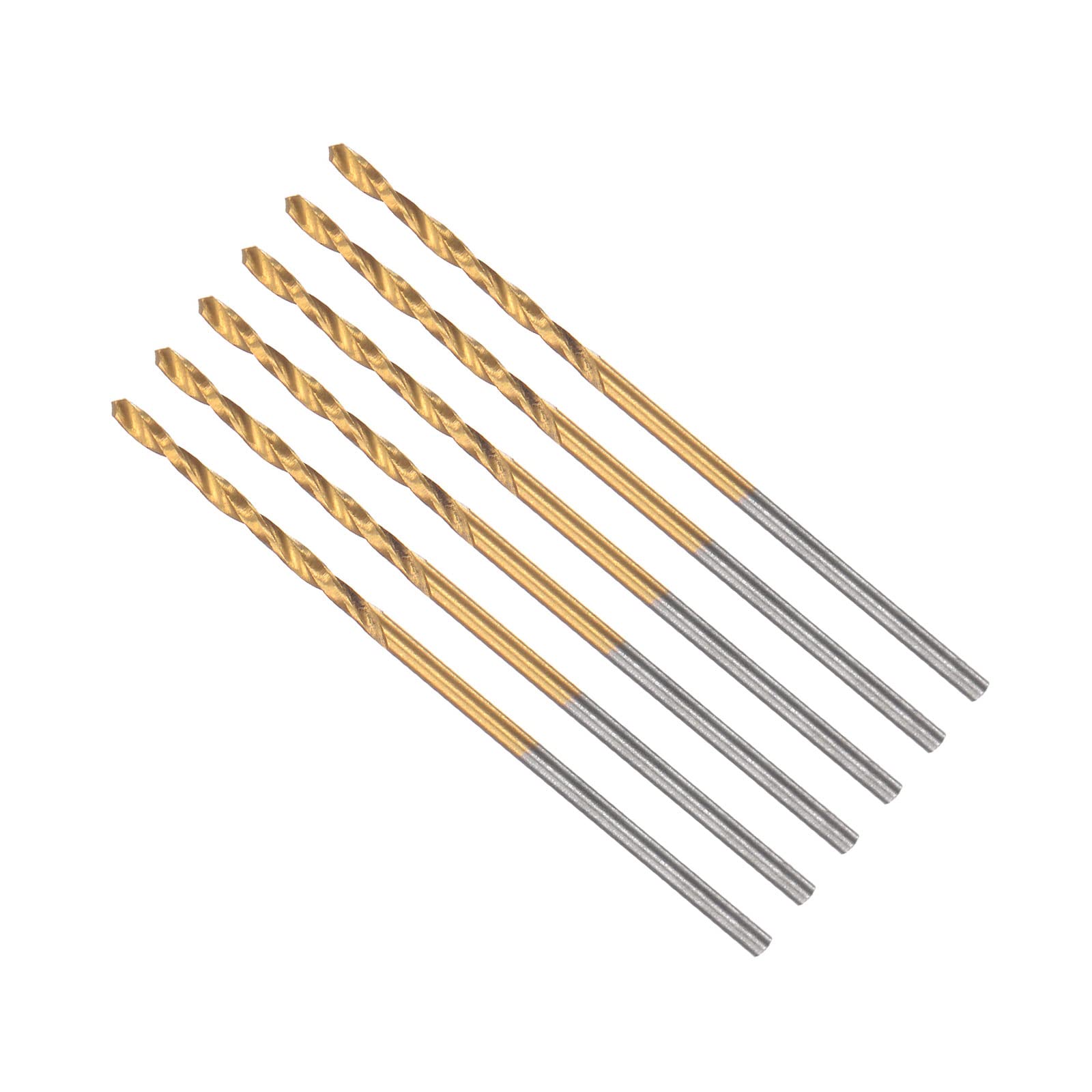 CoCud Twist Drill Bits, 1.2mm Drilling Diameter, Titanium Coated High Speed Steel 6542 Straight Round Shank - (Applications: for Stainless Steel Alloy Metal), 6-Pieces
