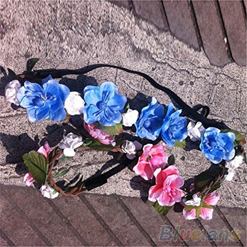 Trenton Rose Flower Garland Crown Wedding Hair Wreath Boho Floral Headband - Thumbnail 2