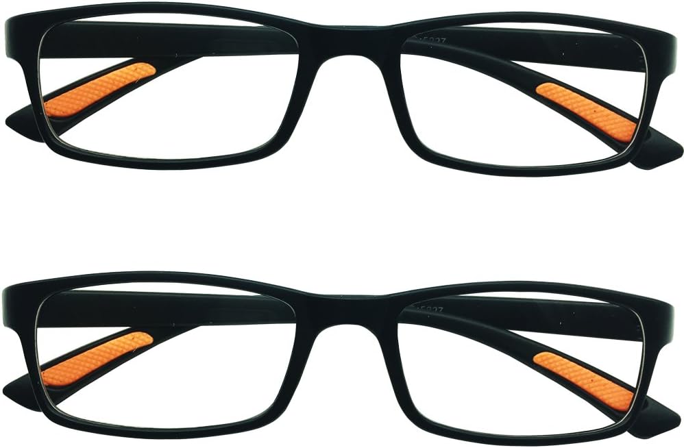 2 works of Southern Seas Lightweight Flexi Frame Mens Womens Reading Glasses, Black, +1.50