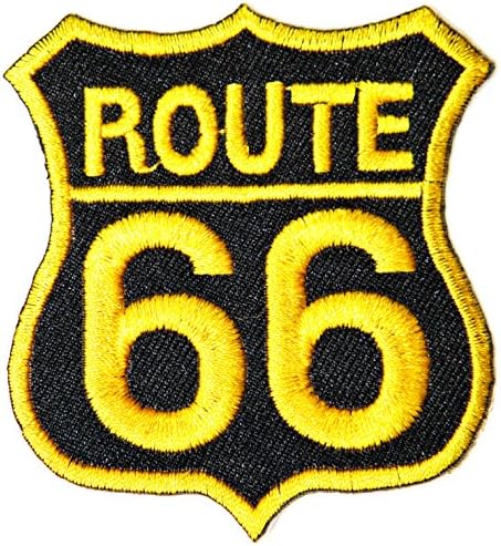 ROUTE 66 Shield Logo Lady Biker Rider Hippie Punk Rock Tatoo Jacket T-shirt Patch Sew Iron on Embroidered Sign Badge Costume
