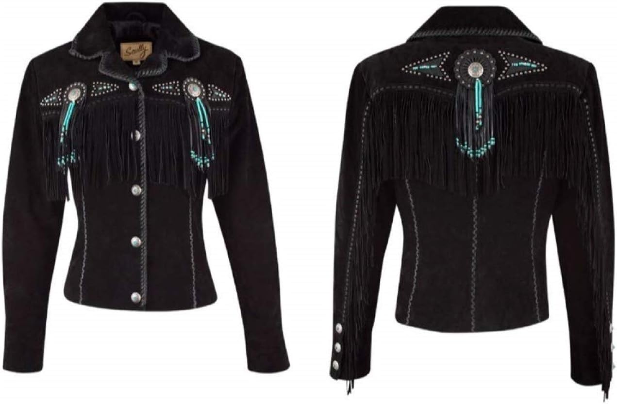 ScullyWomen's Fringe and Beaded Boar Suede Leather Jacket - L152-86