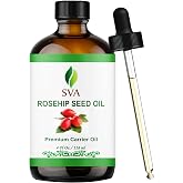 SVA Rosehip Seed Carrier Oil, Glass Bottle with Dropper, 4 Fl Oz (118 ml) | Rosehip Seed Oil for Face Care, Skin Care, Facial Oil, Body Massage, Hair Care, Scalp Massage, Nail Care &amp; DIY Beauty Blends