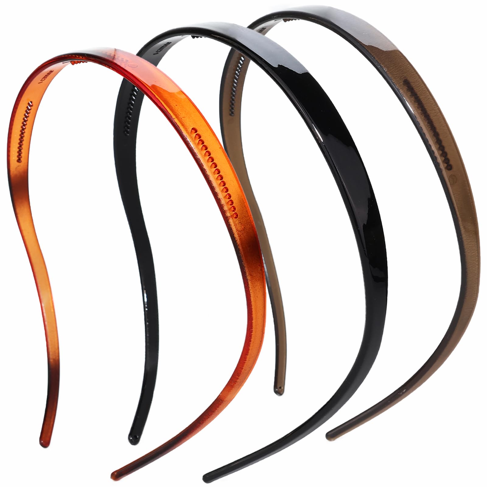 Photo 1 of KOVOLITU 3 Pack Plastic Plain Headbands for Women, Hairband Designed for Eyewear, Fashion Skinny Headbands-Bright Surfac