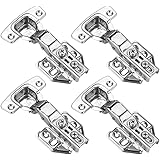 JQK Cabinet Hinges, 100 Degree Soft Closing Partical Overlay Door Hinge for Frameless Cabinets, Stainless Steel Nickel Plated