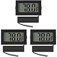 ACEIRMC 3pcs Black Digital LCD Thermometer Temperature Monitor with External Probe for Fridge Freezer Refrigerator Aquarium (Fahrenheit)