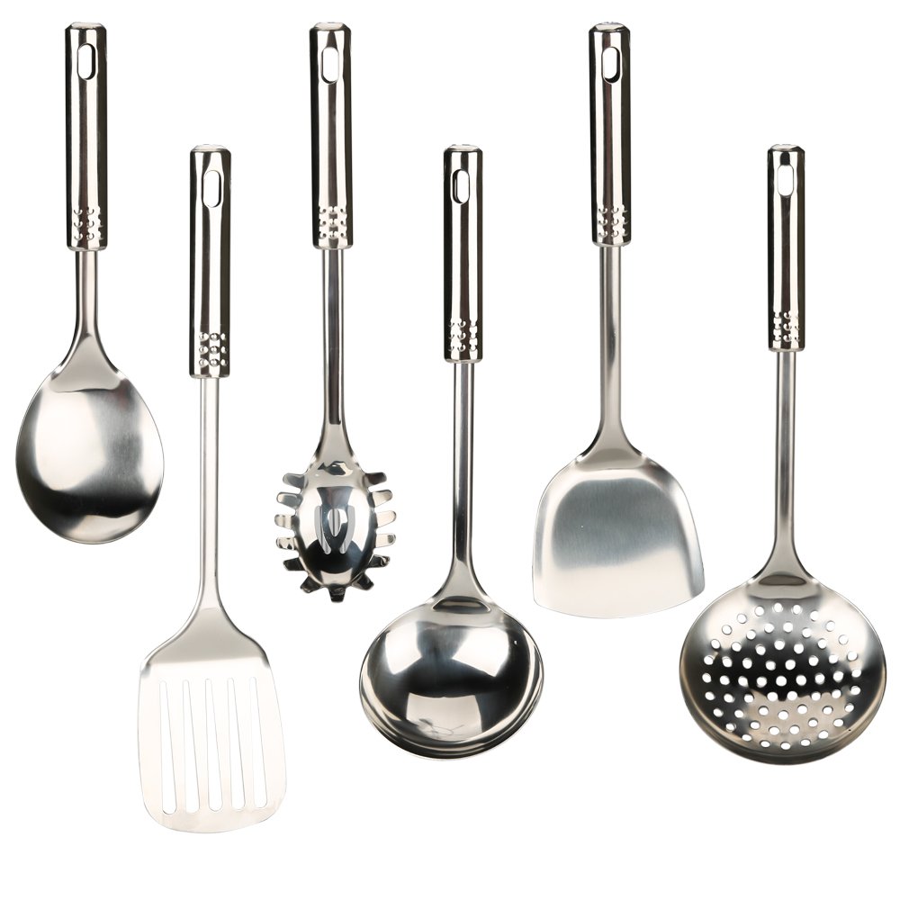 COKOSIM 7 Piezas Juego de Acero Inoxidable de Utensilios de Cocina (con Soporte)