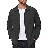 COOFANDY Men's Polar Fleece Shacket Long Sleeve Casual Button Down Shirt Jacket with Pockets