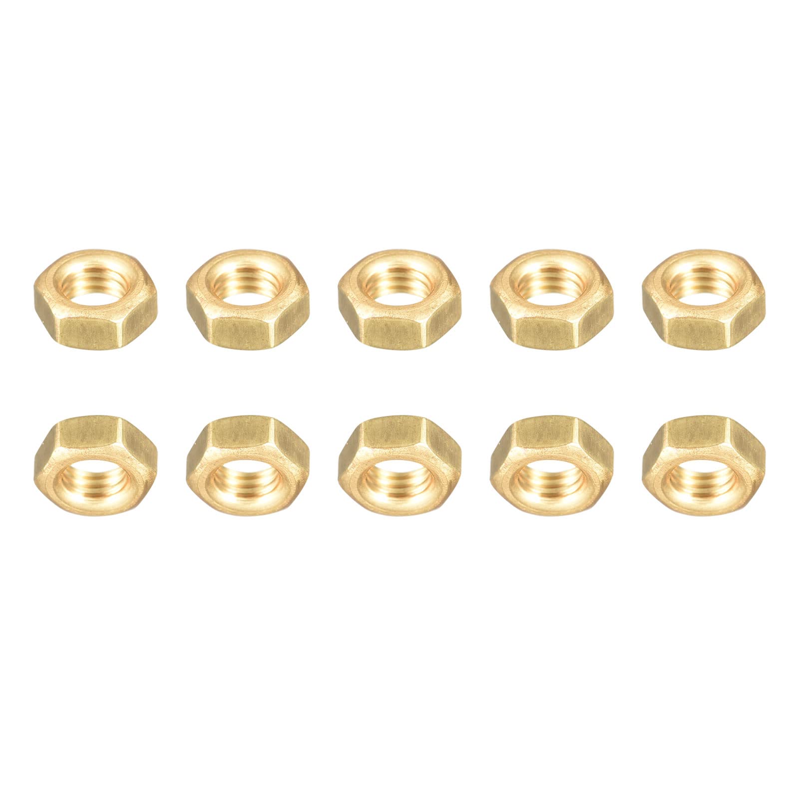 DTGN M5x0.8mm(DxP) Hex Nuts - 100Pack - Good for Home Garage Repair - Brass Hexagonal Nuts - Gold Tone