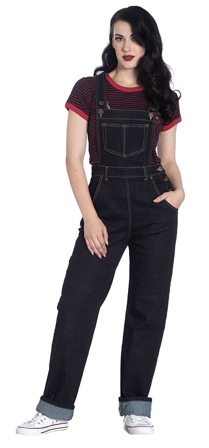 Hell Bunny Ella May Denim Dungarees L
