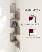 VASAGLE 5-Tier Corner Shelf Modern Zigzag Wall Display Heather Greige LBC072M01 view 5