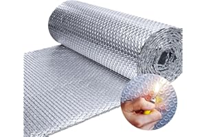 MRPAPA MPRAPA Reflective Double Bubble Aluminum Foil Sheet , 6MM Window Or Wall Insulation for Keep Heat Reflective Fireproof B2 Thermal Insulation Roll for Winter Weatherproof Attics(24inch*10Ft）