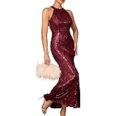 Kaei&Shi Sequin Prom Dresses Long,Pearl Chain Backless Homecoming Dress,Women Sparkly Elegant Formal Evening Gowns