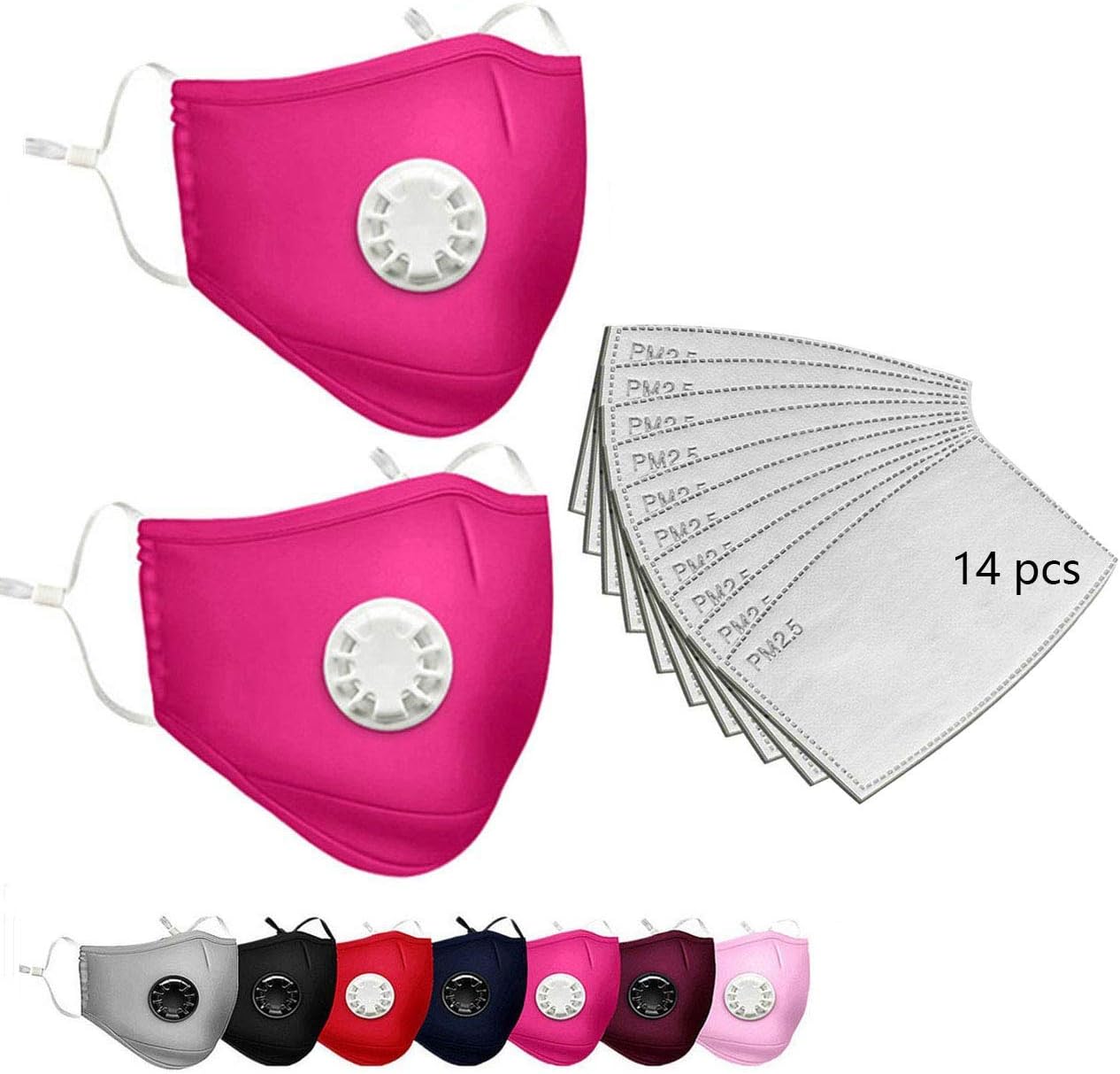 SSCYHT Easy Reusable Dust Mask Washable Protective Mask Fine Dust Mask Reusable Face Mask for Motorcycle Bikes,pink,2+14 pack
