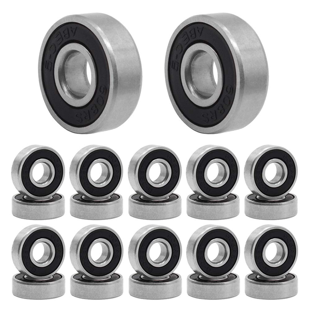 HOSTK 20 Pieces Skate Bearing for Longboard, 608 ABEC-9 Inline Steel Wheel Inline Roller Skate (Black)