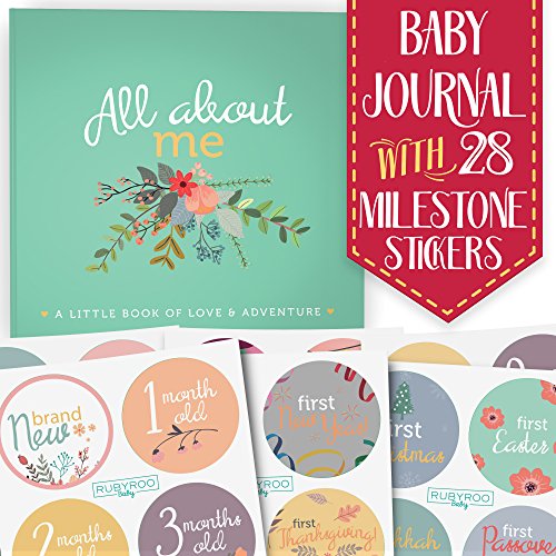 First Year Baby Memory Journal Book + Bonus Monthly Milestone Stickers. Baby shower gift