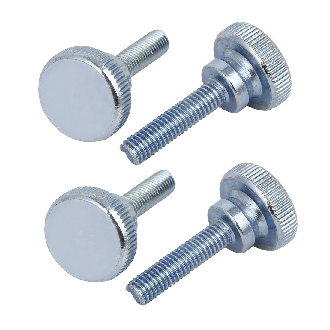 sourcingmap M6x25mm Flat Knurled Head Fully Threaded Thumb Screws Bolts Fastener 4pcs