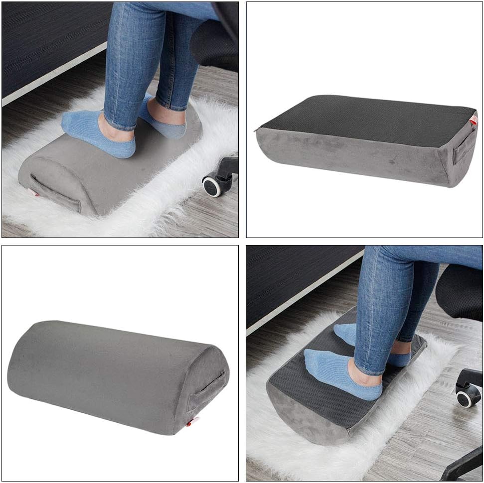 Ergonomic Foot Rest Under Desk Cushion 100% Memory Foam Pillow Non Slip Bottom Half Cylinder Padded for Leg Support for Home Office Airplane Plane Travel (Grey) : Office Products