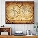 sechars - Canvas Wall Art Antique Vintage Classic Style Canvas Map of The World Large Globe Map Poster Canvas Gallery Wrapped for Living Room Home Office Decor Ready to Hang,-32