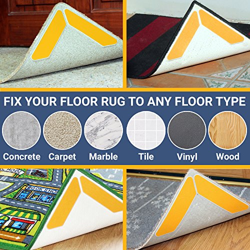 Rug Gripper Tape Pads [Anti Slip, Non Skid] Carpet Corners Easily Stick