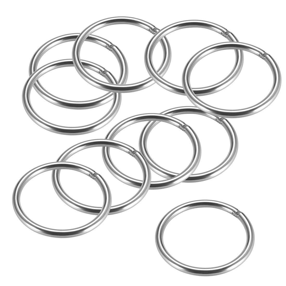 sourcing map 201 Stainless Steel O Ring 50mm(1.97") Outer Diameter 4mm Thickness Strapping Welded Round Rings 10pcs