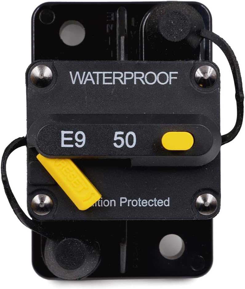 T Tocas 50 A Circuit Breaker amp breakers with Switch Manual Reset for Boat Marine RV Yacht Battery Trailer Bus Truck, 12V - 72V DC, Waterproof (50A): Automotive
