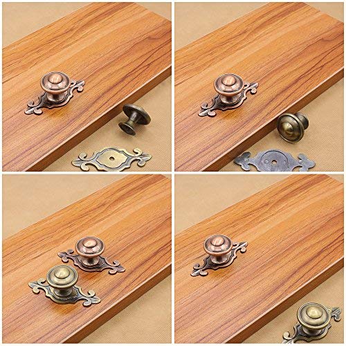 Lvcky 4Pcs European Cabinet Knobs with Backplates Simple Furniture Drawer Knob Pulls Office Bronze
