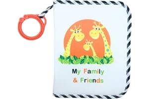 My First Photo Album for Baby with Adorable Giraffe Family, Fabric Cover, Holds 17 Photos, Wipeable Pages, Baby Safe Mirror - Soft Photo Album for Baby by Genius Baby Toys