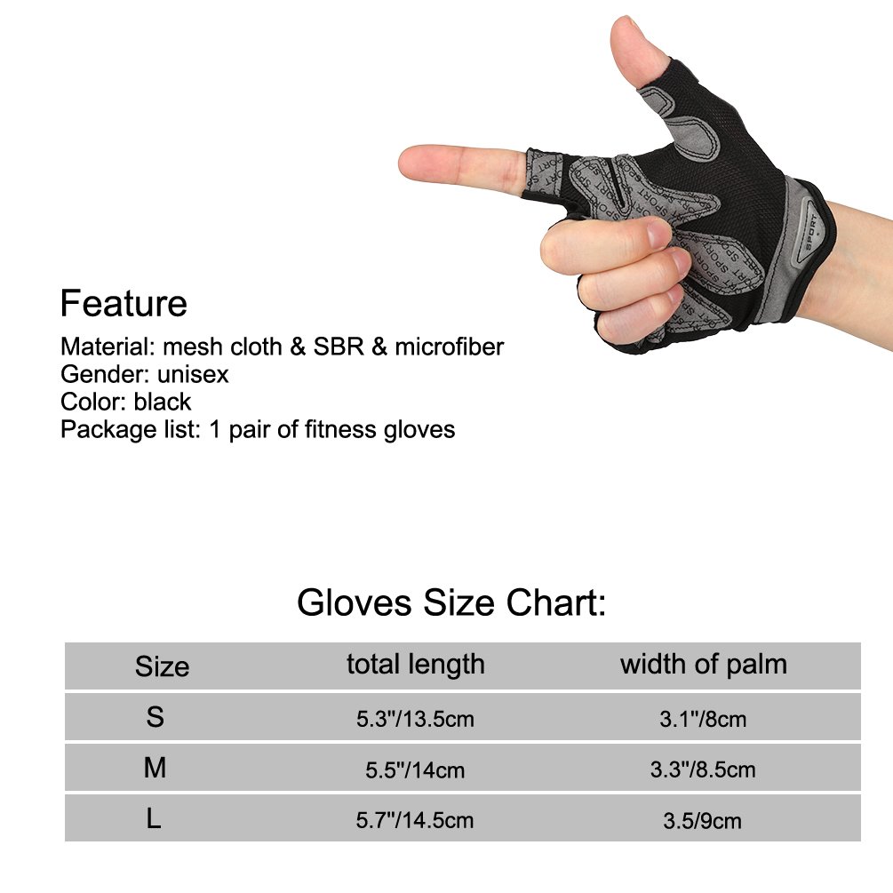 VBIGER Cycling Gloves, Men\'s Half Finger Biking Gloves MTB Gloves with Anti-Shock Gel Pad (C-Black, L)