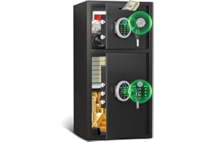 2025 NEW Large Home safe Fireproof Waterproof, 6.0 Cub Money Safe with Drop Slot & Metal Deposit Storage Box, Fingerprint Saf