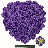 GrainBuds Fake Flower Heads for Craft,3.8" Purple Rose Heads Artificial Flowers,36 Pcs Silk Rose for Wedding Decoration Party Home Decor,DIY Crafts(Purple, 3.8)
