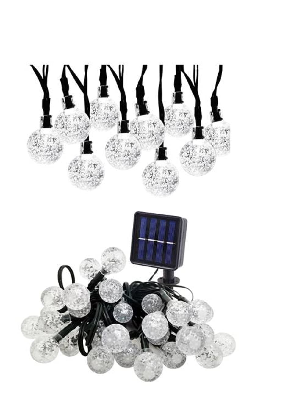 raxter Solar String Lights 22Ft 50 LED Outdoor Garden Solar Lights Waterproof LED Fairy Chrystal Ball Decorative Lighting for Home, Garden, Party, Christmas, Festival (White)