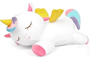 JIZWPOOM Unicorn Stuffed Animals, Cute Unicorn Plush Toy Unicorn Stuffy Pillow, Soft Hugging Unicorn Pillow, Unicorn Plushie Stuffed Animals for Girls Kids Gift Room Decor
