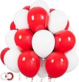 ASIYUHY 100 Pcs Red White Balloons 12 Inch Thickened Latex Party Decor