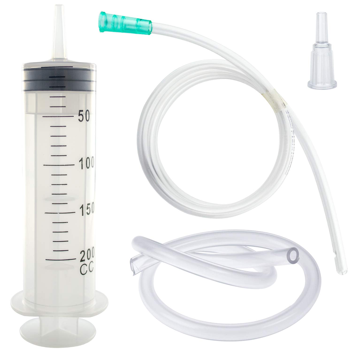 200ml Large Plastic Syringe with 2 40 inch Plastic Hoses for Enema Plant Hydroponic Liquid Measurement Cake Decoration Pets Feeding Tools (200 ML/CC)
