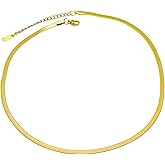 Feeldistinque Elegant 18K Gold Plated Herringbone Necklace for Women, Flat Box Chain, Waterproof & Hypoallergenic, Gold Flat Snake Chain Necklace Choker for Women, Ideal Gift