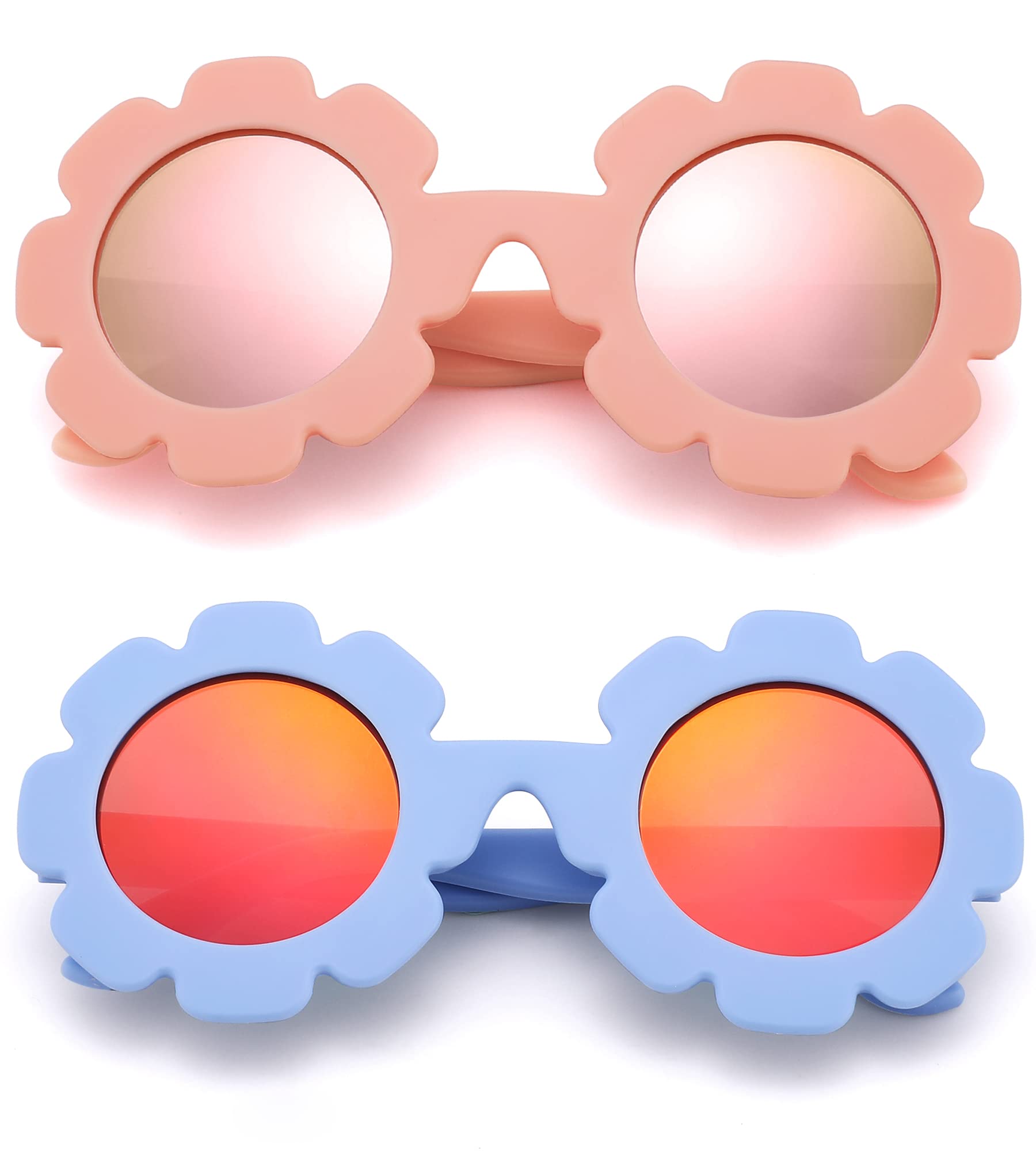Polarized Baby Sunglasses with Strap – Flexible Flower Shaped Sunglasses for Toddler & Infant Age 0-24 Months