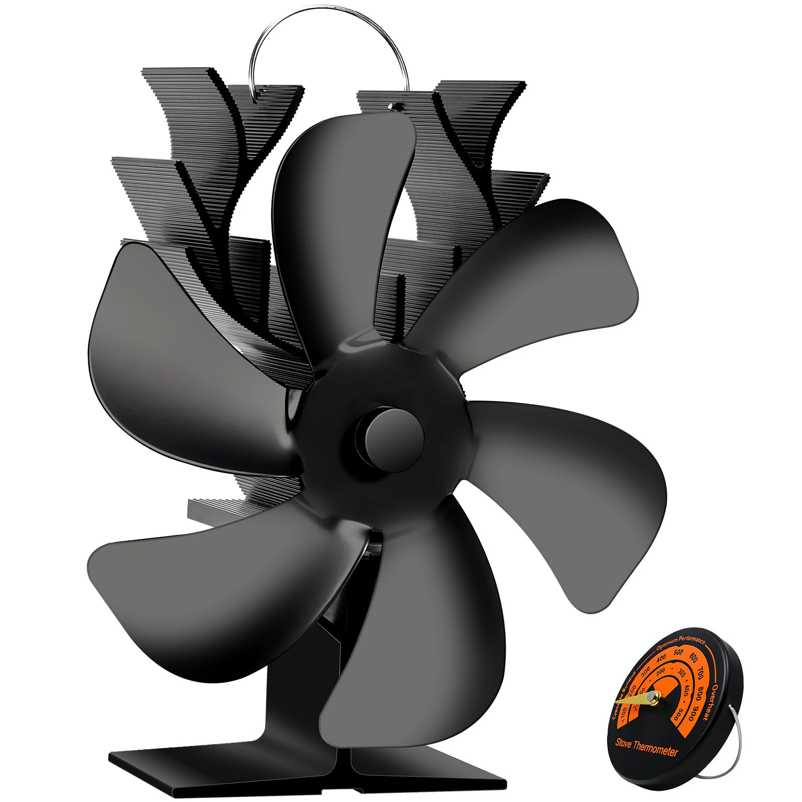 Photo 1 of TNELTUEB Wood Stove Fan Heat Powered,Fireplace Fan with Magnetic Thermometer, Heat Activated Fan for Wood Burning Stove,Quiet Operation Circulating Warm Air,Non-Electric Fan for Wood Log Burner Stove