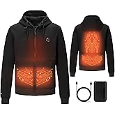 HEWINZE Heated Zip-Up Hoodie - 5-Zone Graphene Technology for Even Warmth | Unisex 7.4V Battery Heated Sweatshirt