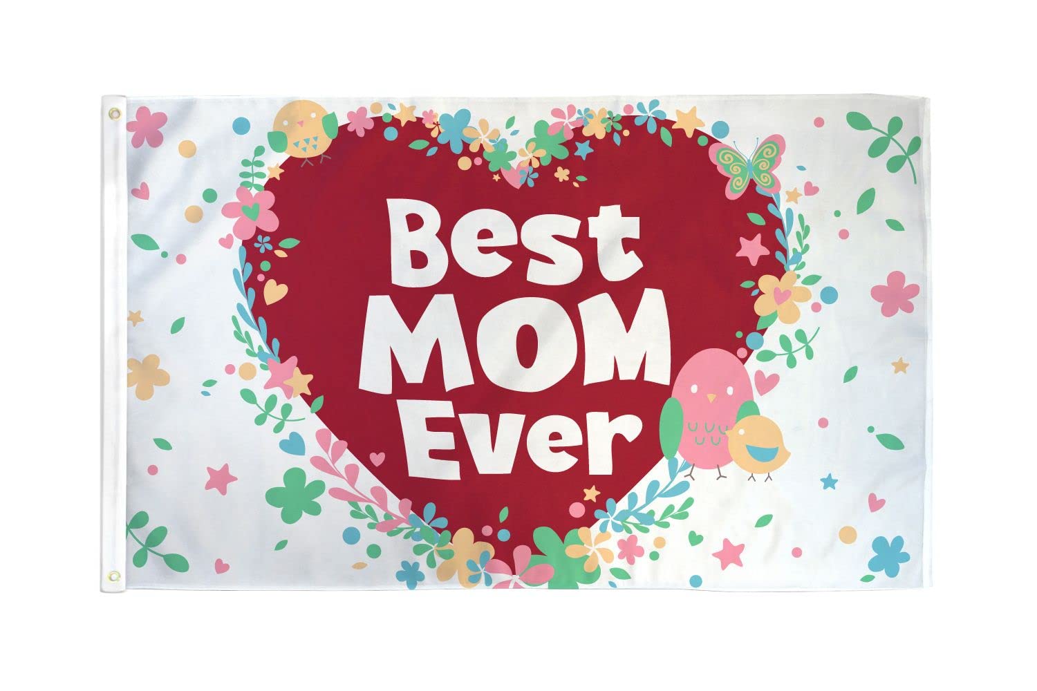 AZ FLAG - Happy Mothers Day Best Mom Ever Flag - 3x5 Ft - 100D Polyester Mother'S Day Banner with Two Metal Grommets - Fade Resistant - Vivid Colors - 3' x 5' Feet - 150x90 Cm