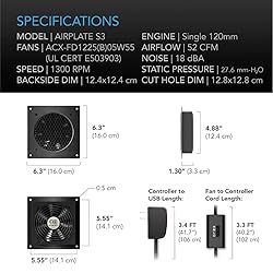 AC Infinity AIRPLATE S3, Quiet Cooling Fan System