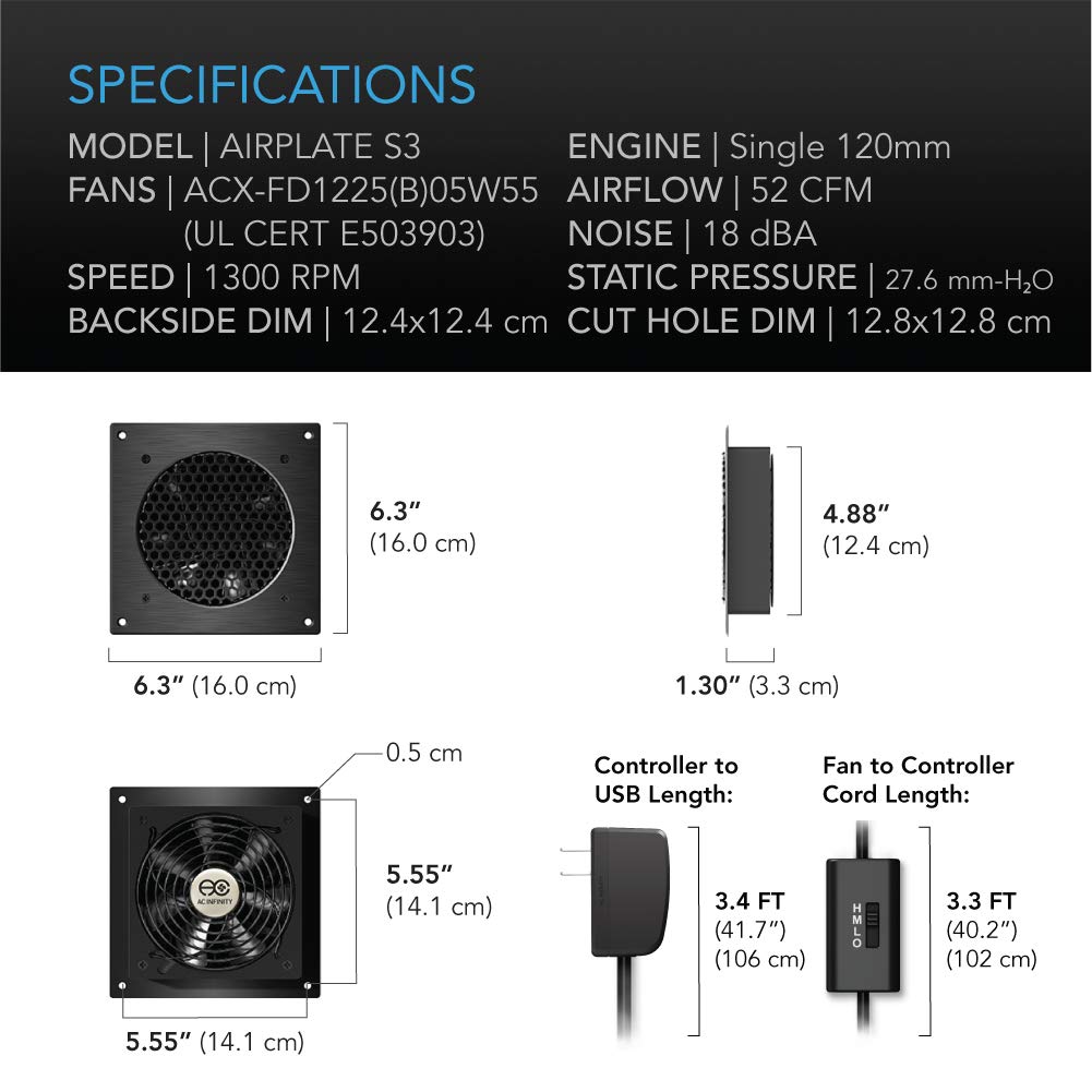 AC Infinity AIRPLATE S3, Quiet Cooling Fan System 6