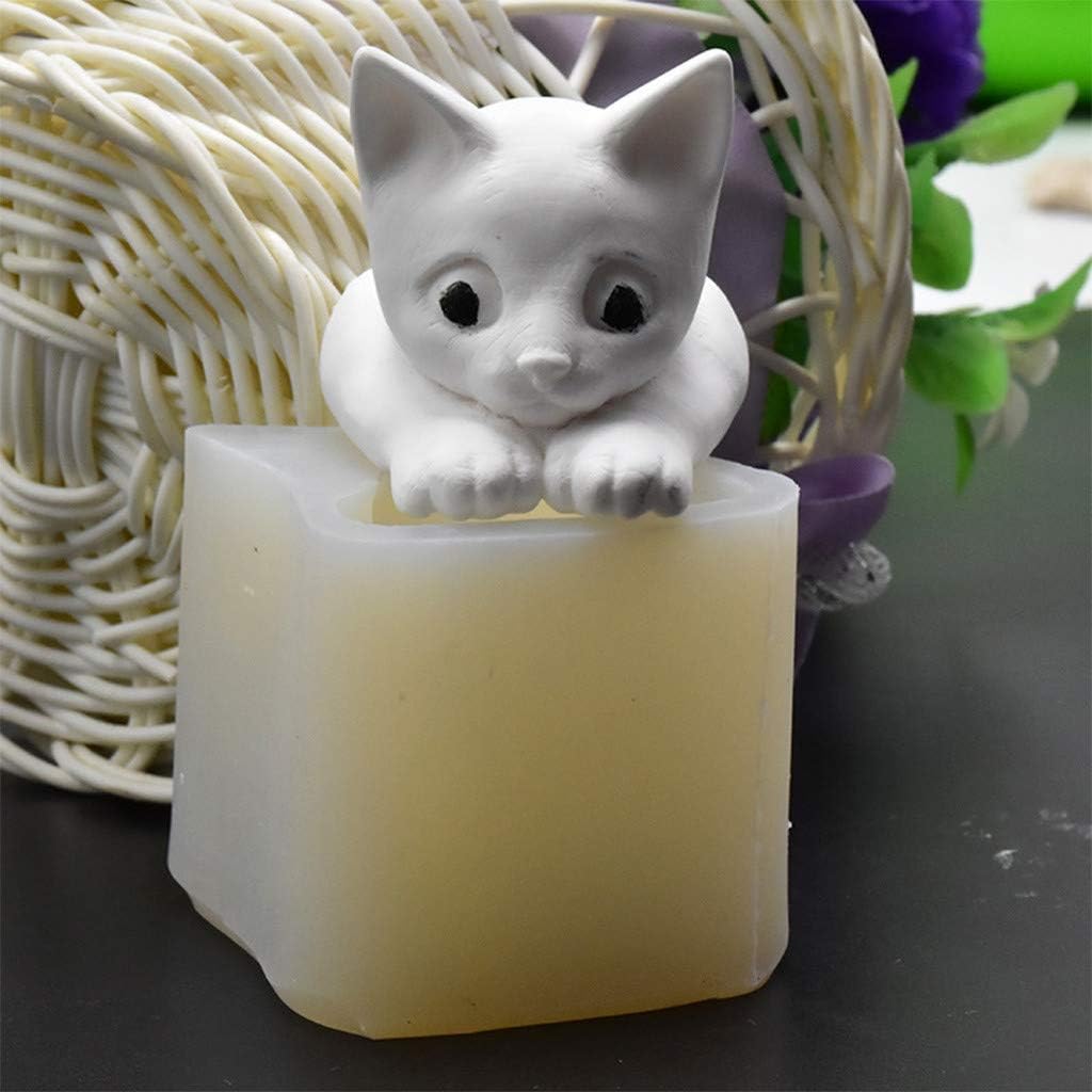 jieGorge Easter, Cake MouldCat Pattern Silicone Mold Fondant Cake Decor Tool Chocolate Mold MouldSilicone, White